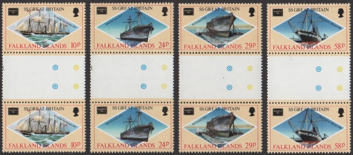 Falkland Islands 1986 Ameripex Gutter Pair Stamps Falkland Islands 1986 Ameripex Gutter Pair Stamps